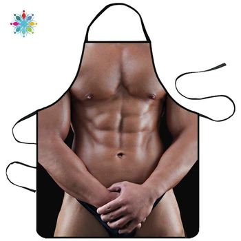 

1Pcs Antifouling Breathable Fastness Sexy Muscular Printing Apron Funny Personality Hot Pot Creative Kitchen Aprons TLS