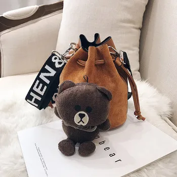 Retro Solid color Women's Shoulder Bags pu leather female handbag crossbody bags for women Fashion Cute bear Bucket bag
Retro Solid color Women's Shoulder Bags pu leather female handbag crossbody bags for women Fashion Cute bear Bucket bag