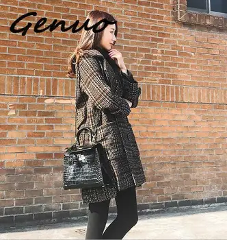 Genuo Winter Woman Coat Female Notched Warm Checkered Woolen Women's Coats Fleece Office Lady 2019 Vintage Long Overcoat Woman
Genuo Winter Woman Coat Female Notched Warm Checkered Woolen Women's Coats Fleece Office Lady 2019 Vintage Long Overcoat Woman