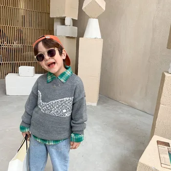 2020 Autumn Boy's Pullover Printed Sweater Children's Knit Low Waist Jersey Long-Sleeved Upper sweater
2020 Autumn Boy's Pullover Printed Sweater Children's Knit Low Waist Jersey Long-Sleeved Upper sweater