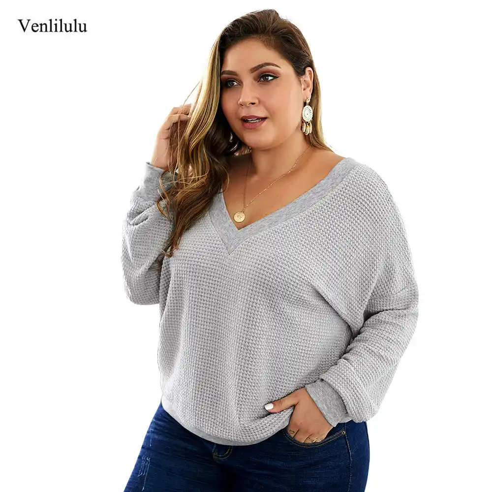 autumn oversized v neck sweater ladies long sleeve sweater pull