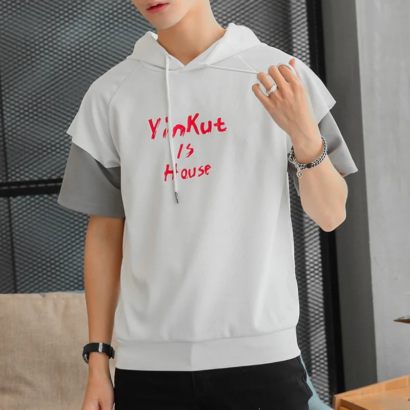 Popular Brand Loose-Fit Mock Two-Piece Hooded T-shirt MEN'S Short Sleeve INS Performance Half Sleeve Clothes Summer Korean-style
Popular Brand Loose-Fit Mock Two-Piece Hooded T-shirt MEN'S Short Sleeve INS Performance Half Sleeve Clothes Summer Korean-style
