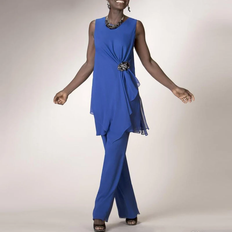 Blue 2019 Plus Size Mother of the Bride Pants Suits Sleeveless Beading Wedding Guest Outfit Ankle Length Chiffon Daily Clothes
Blue 2019 Plus Size Mother of the Bride Pants Suits Sleeveless Beading Wedding Guest Outfit Ankle Length Chiffon Daily Clothes
