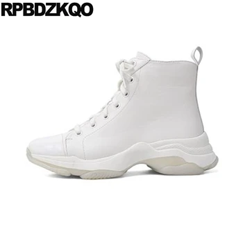 

casual sneakers booties elevator white women boots winter 2019 fur shoes short wedge genuine leather lace up round toe fall new