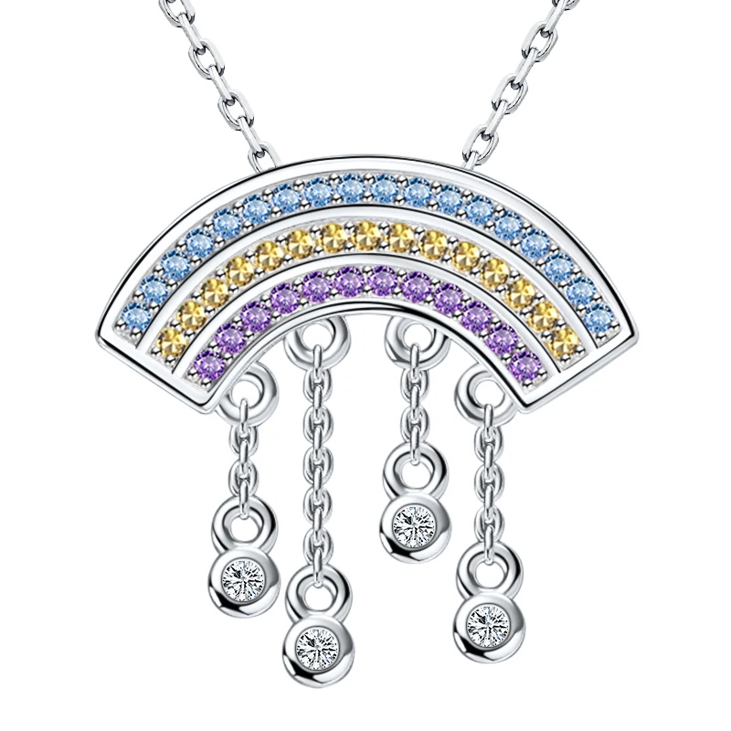 Фото Xiaojing модные 925 стерлингового серебра на каждый день 3 цвета циркон Радужная