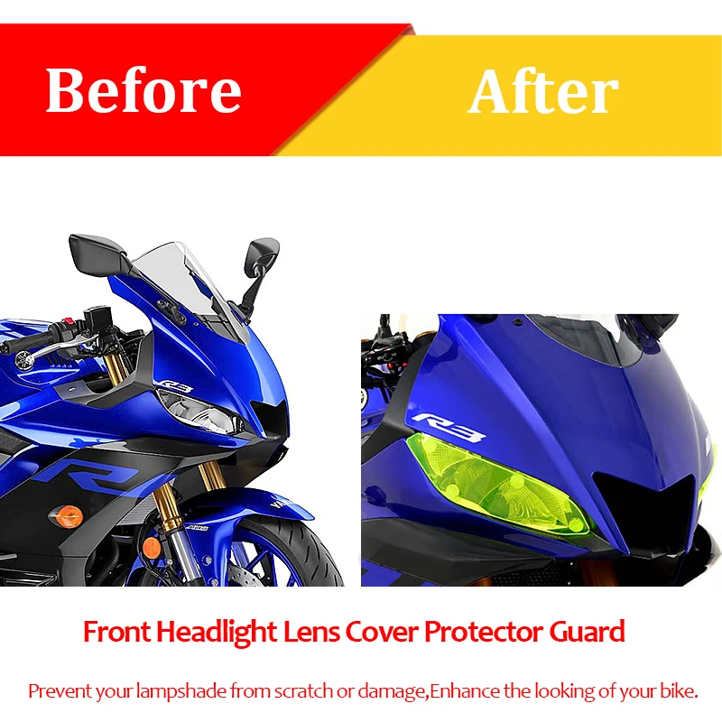 Free Shipping 19- R3 R25 Front Headlight Head Light Lamp Screen Protection Acrylic Lens Cover For Yamaha YZF R3 R25 2019 20206