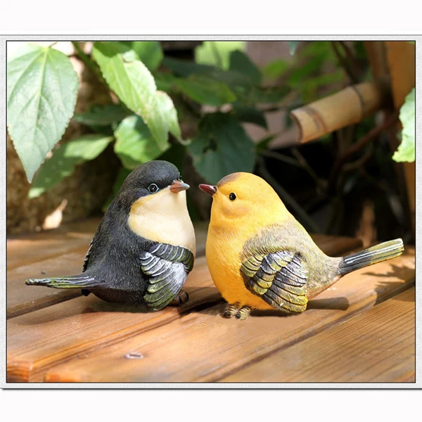 Pair Lifelike Resin Bird For Toy Desk Home Garden Ornaments Decoration Pair Lifelike Resin Bird For Toy Desk Home Garden Ornaments Decoration