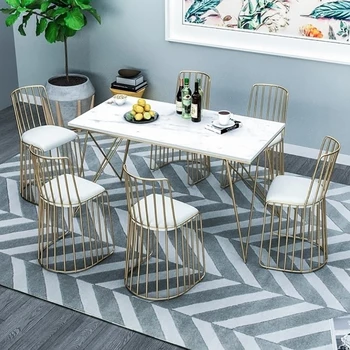 Nordic marble dining table home rectangular restaurant dining table wrought iron cafe casual table 
Nordic marble dining table home rectangular restaurant dining table wrought iron cafe casual table