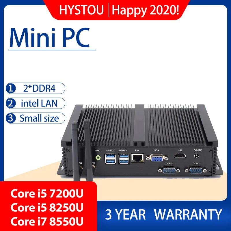 Промышленный ПК Intel Corei7 8565U i5 8250U настольный 5250U Win10 Linux i3 Minipc NUC 4K HD RS232 RS485