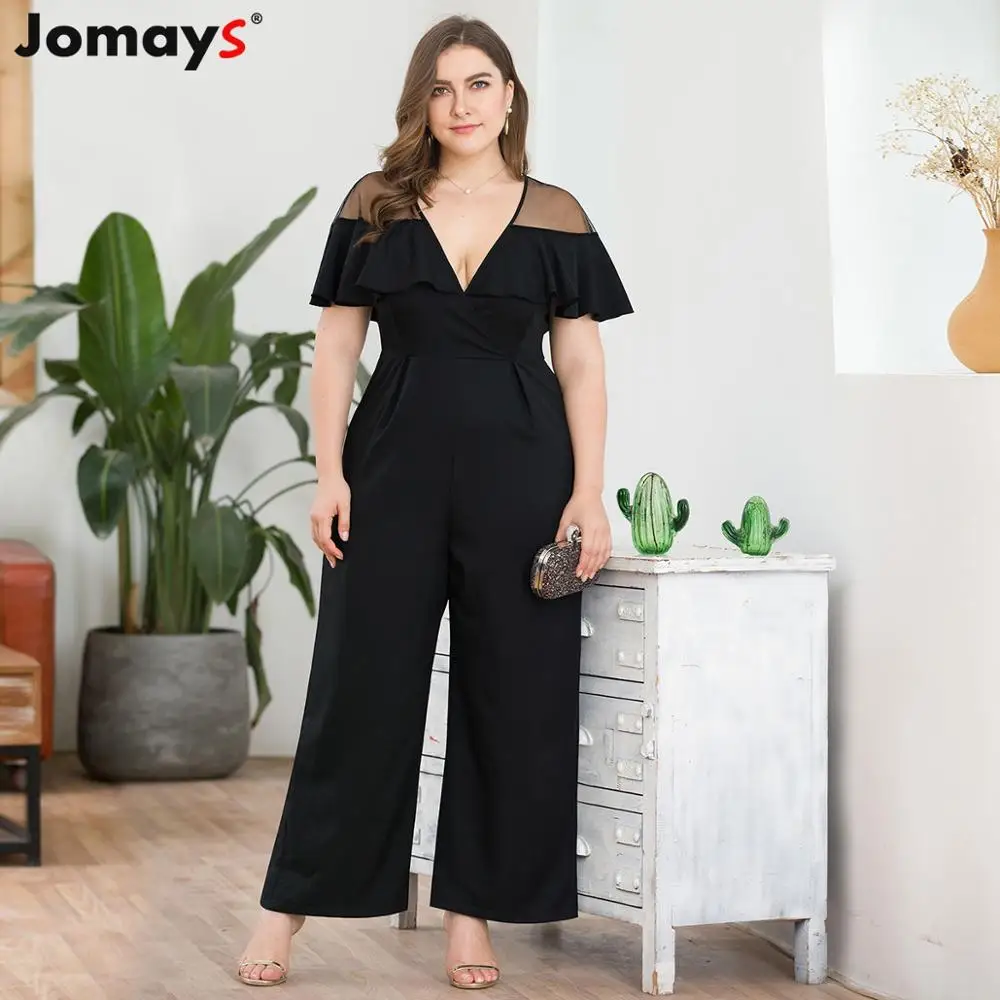 Plus Size Women Jumpsuit V Neck Lace Patchwork Hight Waist Sexy Office Overalls Wide Leg Workwear Combinaison Femme Oversize 4XL
Plus Size Women Jumpsuit V Neck Lace Patchwork Hight Waist Sexy Office Overalls Wide Leg Workwear Combinaison Femme Oversize 4XL
