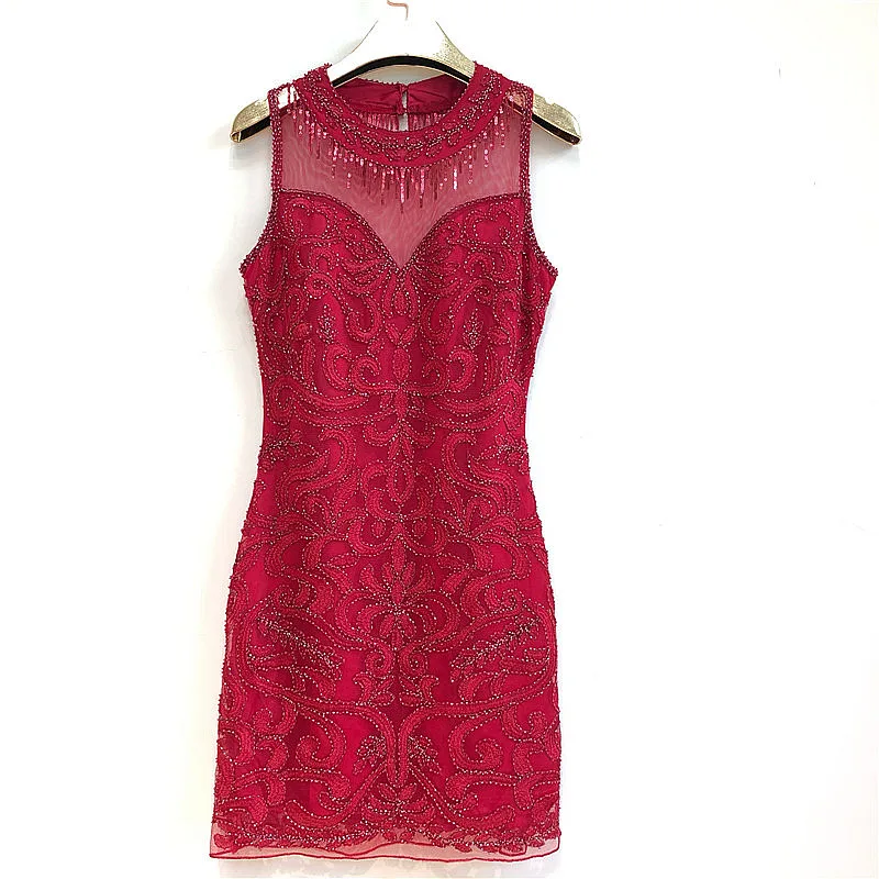 Luxury Mother Of The Bride Dress Lace Beads Sleeveless Sheer Neck Evening Dress For Wedding Women Elegant Sequined Party Dress
Luxury Mother Of The Bride Dress Lace Beads Sleeveless Sheer Neck Evening Dress For Wedding Women Elegant Sequined Party Dress