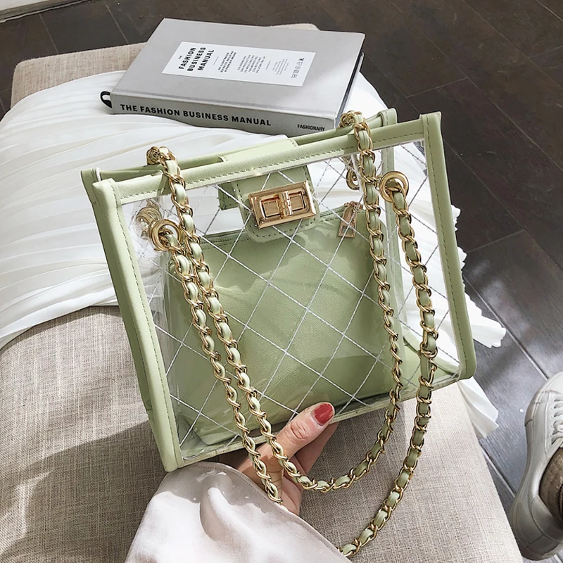 Chain Female Bag New 2020 Net Red with The Same Paragraph Jelly Transparent Bun Mother Lock Single Shoulder Messenger Clear Bag
Chain Female Bag New 2020 Net Red with The Same Paragraph Jelly Transparent Bun Mother Lock Single Shoulder Messenger Clear Bag