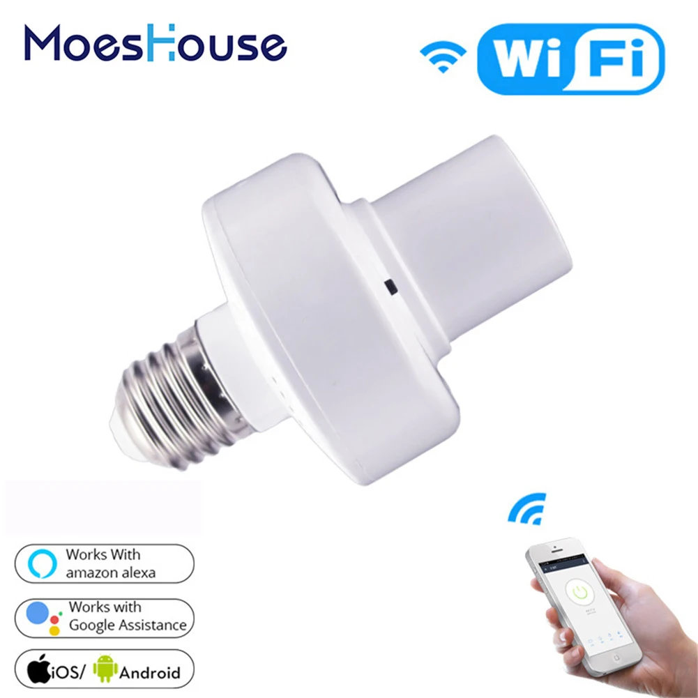 Умный адаптер для лампы с поддержкой Wi-Fi, E27, E26, 85-265 в | AliExpress