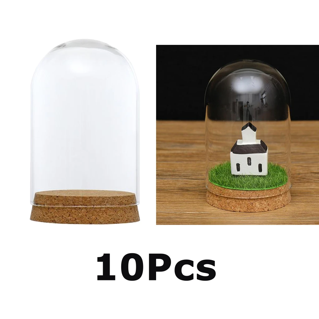 10Pieces 8x12cm Clear Glass Dome Cover Cloche Bell Jar Succulent Terrariums W/Wooden Cork Base Home Study Room Decor 10Pieces 8x12cm Clear Glass Dome Cover Cloche Bell Jar Succulent Terrariums W/Wooden Cork Base Home Study Room Decor