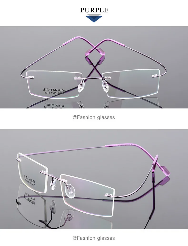 5Z18 Tytanowe Lekkie okulary korekcyjne bezramkowe Elastyczne zauszniki z pamięcią -0,5 -1 -1,5 -2 -2,5 -3 -4 -5 16 H50614cd4ea3e418081dcb8af981a04bdK