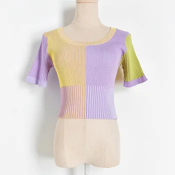 Summer New Mixed Woven Semi-Color Contrast Waist Elastic Significantly Higher Short Sweater Women's
Summer New Mixed Woven Semi-Color Contrast Waist Elastic Significantly Higher Short Sweater Women's