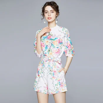 Summer Multicolor Flower Suit Set Women Puff Sleeve Printed Two-piece Blouse Shorts Set Lace-up Pocket Shorts Female Suits k8179
Summer Multicolor Flower Suit Set Women Puff Sleeve Printed Two-piece Blouse Shorts Set Lace-up Pocket Shorts Female Suits k8179