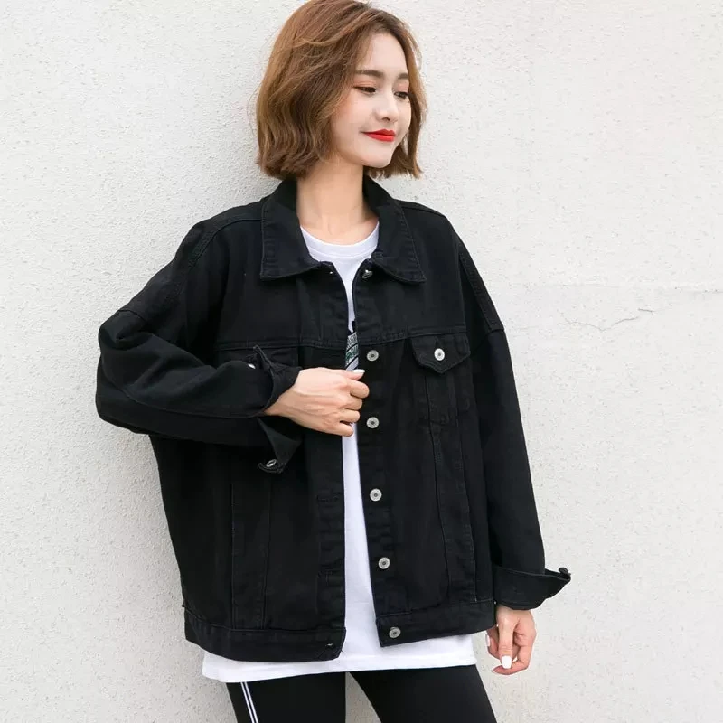 Куртка женская джинсовая с отложным воротником базовая модная свободная уличная