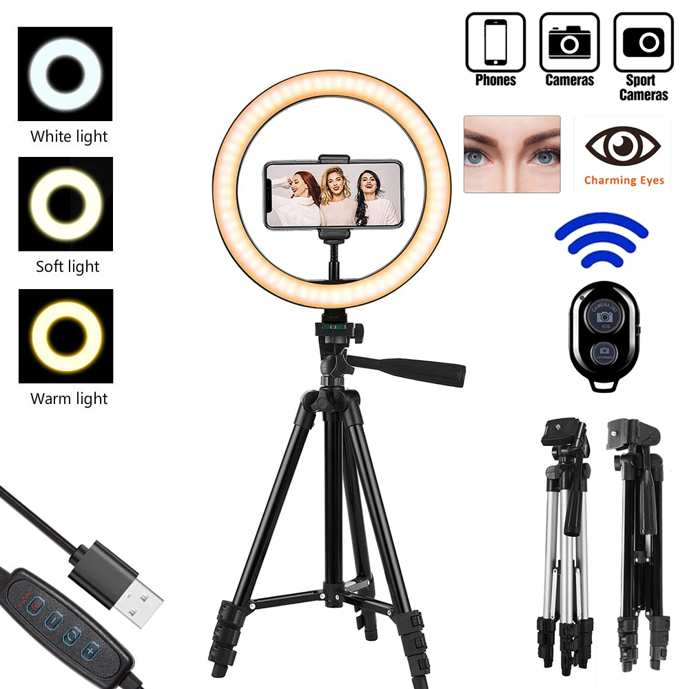 Profissional Photography Lighting Camera Phone Ring Light with Tripod Stand Dimmable Makeup Photo Ring Lamp YouTube TikTok Live
Profissional Photography Lighting Camera Phone Ring Light with Tripod Stand Dimmable Makeup Photo Ring Lamp YouTube TikTok Live