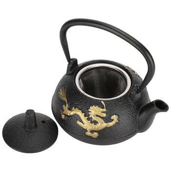 Iron Teapot 0.3L Tea Kettle with Strainer Gold Dragon Pattern Desktop Ornaments Simulation Japanese Style
Iron Teapot 0.3L Tea Kettle with Strainer Gold Dragon Pattern Desktop Ornaments Simulation Japanese Style