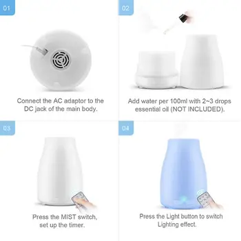300ml Ultrasonic Aroma Diffuser Essential Oil Electric Air Humidifier Remote Control 7 Color LED Lights for Home G8TC
300ml Ultrasonic Aroma Diffuser Essential Oil Electric Air Humidifier Remote Control 7 Color LED Lights for Home G8TC