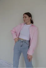 Yitimoky-camisa con botones para mujer, de talla grande Blusa de manga larga de algodón, Tops rosas, blancas y azules, ropa de oficina, novedad