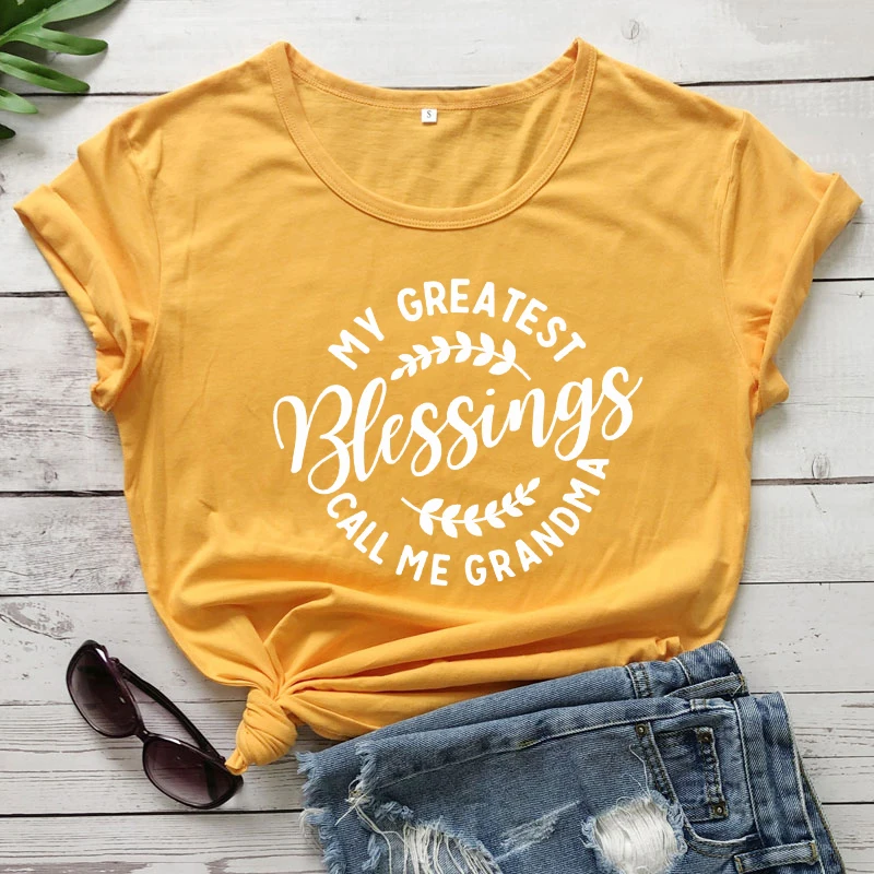 

My Greatest Blessings Call Me Grandma T-shirt Women's Funny Grandma Birthday Tee Shirt Top Fashion Mother's Day Gift Tshirt