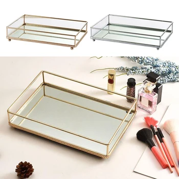 Mirror Glass Metal Antique Decorative Candle Plate Display Makeup Vanity Tray 
Mirror Glass Metal Antique Decorative Candle Plate Display Makeup Vanity Tray