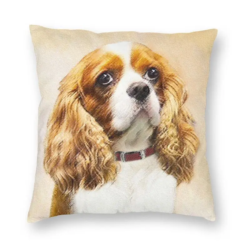 

The Cavalier King Charles Spaniel Dog Cushion Covers Sofa Home Decor Animal Square Pillow Cover 40x40cm