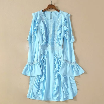 HIGH QUALITY 2020 Newest Runway Dress Women's Flare Sleeve Lace Patchwork Ruffle Dress
HIGH QUALITY 2020 Newest Runway Dress Women's Flare Sleeve Lace Patchwork Ruffle Dress