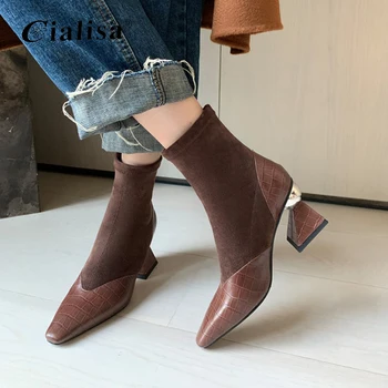 CIALISA Shoes For Women New Design Strange Heel Patchwork Flock Pointed Toe White Boot Chelsea High Heel Boots
CIALISA Shoes For Women New Design Strange Heel Patchwork Flock Pointed Toe White Boot Chelsea High Heel Boots