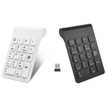 2 Pcs Wireless 2.4GHz 18 Keys Number Pad Numeric Keypad Keyboard for Laptop PC Mac, White & Black