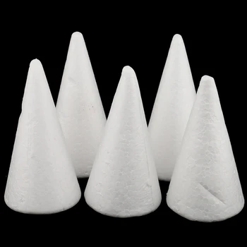 

10 Pieces White Cone Shape Christmas Tree Styrofoam Foam Materials for Kids Crafts DIY Modeling 100mm 150mm