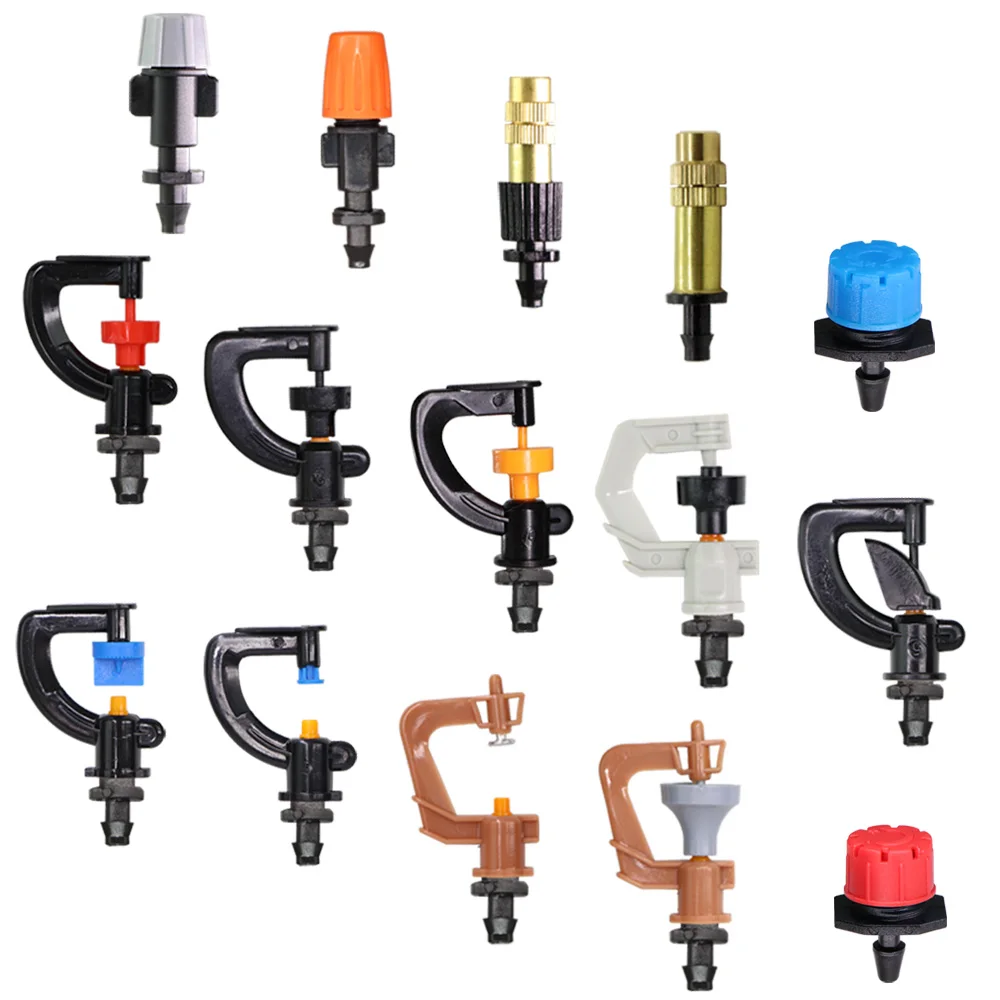 

15 kinds garden watering sprinklers 1/4-inch barbed connection irrigation atomizing nozzles rotating sprinkler greenhouse nozzle