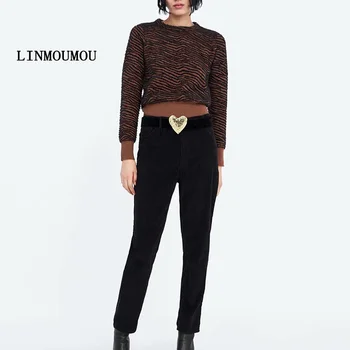 Fashion autumn new women's sweater round neck animal stripe stitching sweater long sleeve short slim sweater
Fashion autumn new women's sweater round neck animal stripe stitching sweater long sleeve short slim sweater