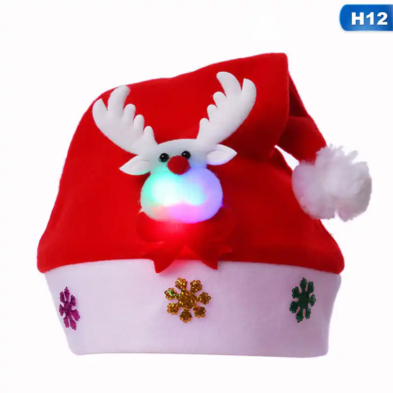 christmas led light hat santa claus/snowman xmas holiday cap
