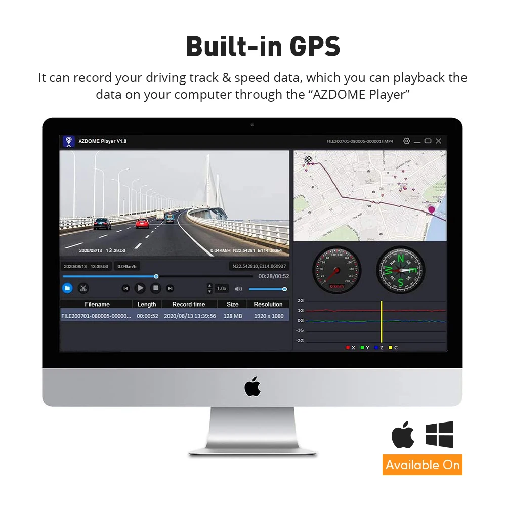 Видеорегистратор AZDOME GS65H встроенный GPS Full HD 1080P ночное видение|Видеорегистраторы|