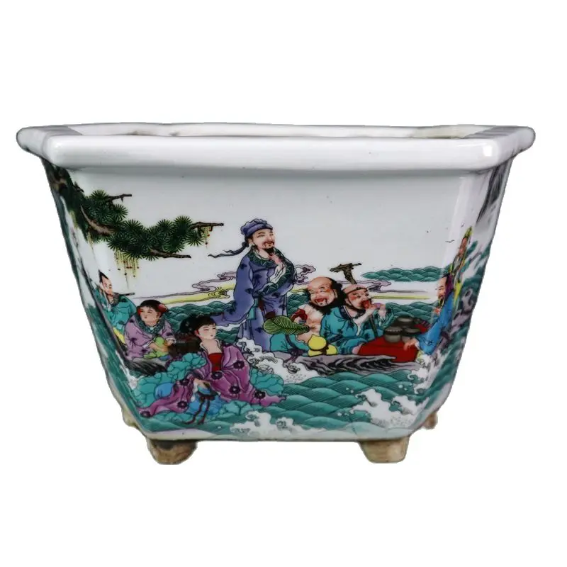 The six square flowerpots of China's old porcelain pastel eight immortals picture,
The six square flowerpots of China's old porcelain pastel eight immortals picture,