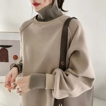 Women Turtleneck Hoodie 2019 Autumn Korean Elegant Fake Two Piece Loose Sweatshirts Winter Oversized Pullovers Office Lady Tops
Women Turtleneck Hoodie 2019 Autumn Korean Elegant Fake Two Piece Loose Sweatshirts Winter Oversized Pullovers Office Lady Tops