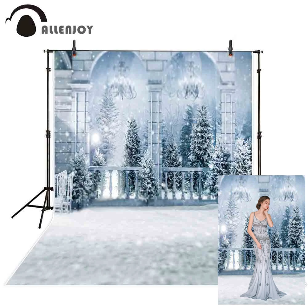 Allenjoy photography background white winter balcony snow Christmas tree backdrop photocall photobooth custom printed
Allenjoy photography background white winter balcony snow Christmas tree backdrop photocall photobooth custom printed