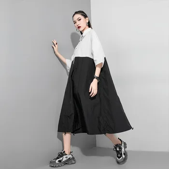 Women Summer Short Sleeve Splice Drawstring Large Size Shirt Style Pullover Dress Female Streetwear Loose Casual Long Dress 990
Women Summer Short Sleeve Splice Drawstring Large Size Shirt Style Pullover Dress Female Streetwear Loose Casual Long Dress 990
