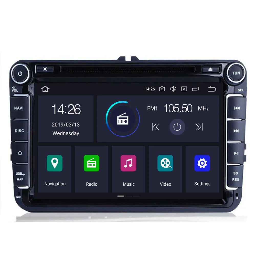Автомобильный мультимедийный плеер на Android 10 4 Гб ОЗУ 32 ПЗУ с GPS Навигатором 8 ядер
