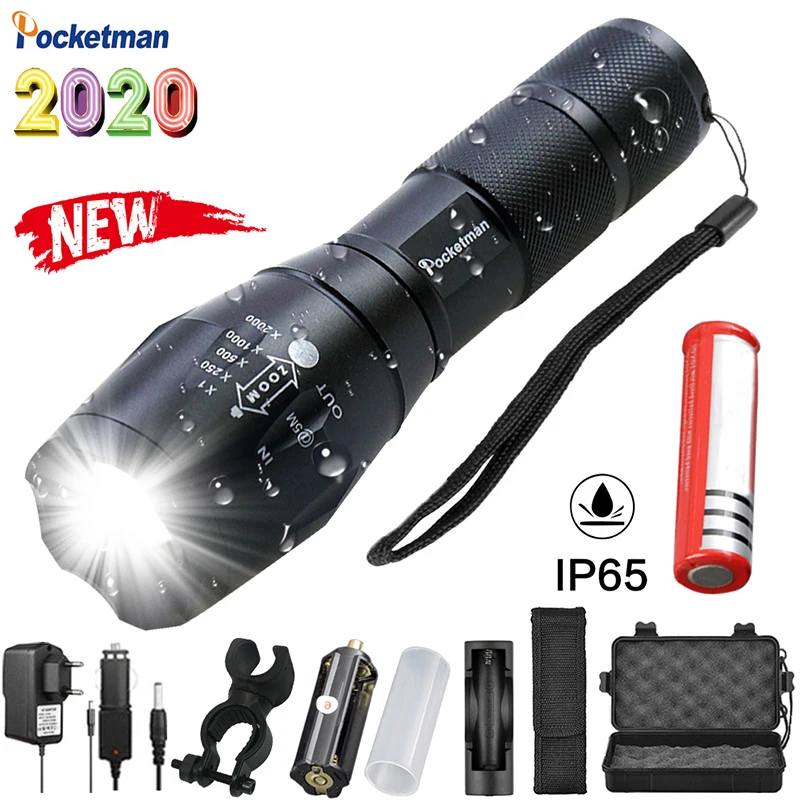 10000LM Most Powerful LED Flashlight High Power 5 Mode XM-L T6 L2 V6 Zoomable Rechargeable Focus Waterproof Torch 1 * 18650 or 3
10000LM Most Powerful LED Flashlight High Power 5 Mode XM-L T6 L2 V6 Zoomable Rechargeable Focus Waterproof Torch 1 * 18650 or 3
