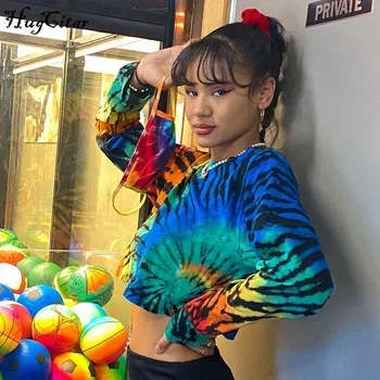 Hugcitar 2020 tie dye print long sleeve sexy crop top autumn winter women fashion streetwear outfit loose t shirt tees
Hugcitar 2020 tie dye print long sleeve sexy crop top autumn winter women fashion streetwear outfit loose t shirt tees