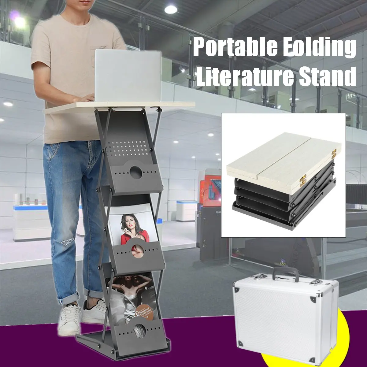 Folding Portable Literature Stand Laptop Desk Adjustable Exhibition Stand Floor Magazine Brochure Display Library Furniture Box
Folding Portable Literature Stand Laptop Desk Adjustable Exhibition Stand Floor Magazine Brochure Display Library Furniture Box