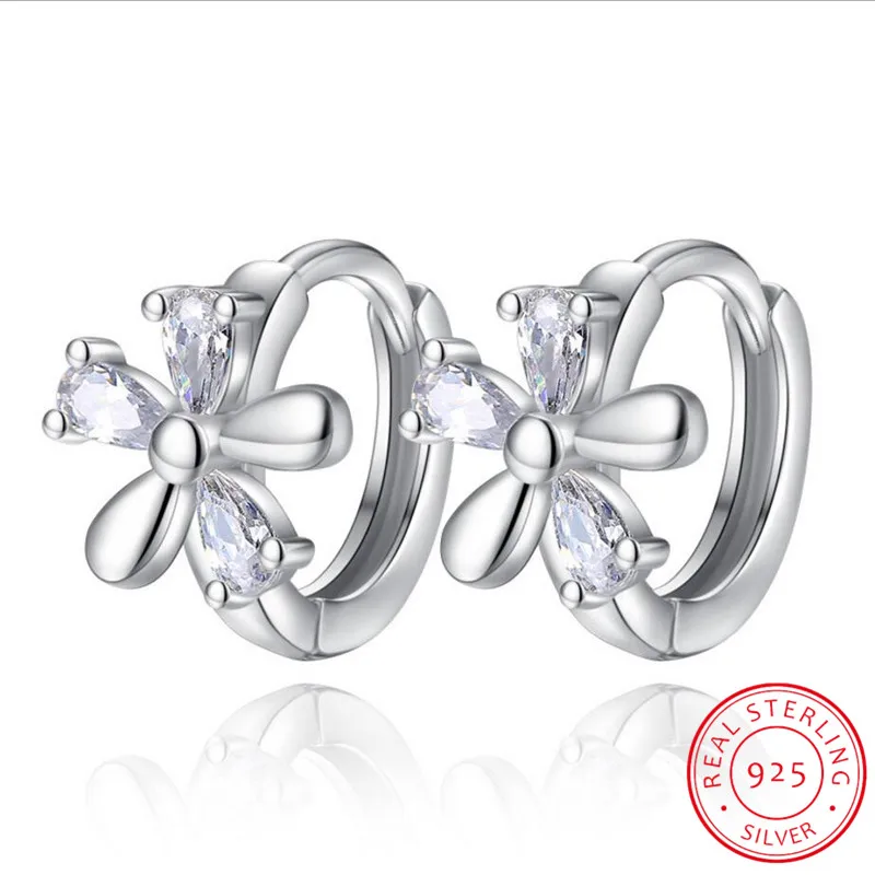 Exaggerated 925 Sterling Silver CZ Plum blossom Flower Hoop Earrings For Women Girl Fashion Piercing Huggie Earring oorbellen 
Exaggerated 925 Sterling Silver CZ Plum blossom Flower Hoop Earrings For Women Girl Fashion Piercing Huggie Earring oorbellen