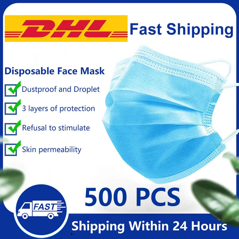 Фото 500 шт. 3-слойная одноразовая маска против пыли маски для лица мужчин женщин