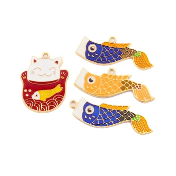 10pcs cat and carp banner diy Japanese jewelry accessories KC gold enamel alloy pendants Pendant pendant Accessories 
10pcs cat and carp banner diy Japanese jewelry accessories KC gold enamel alloy pendants Pendant pendant Accessories