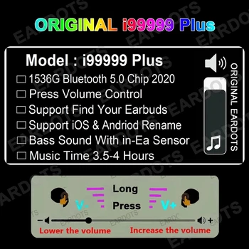 Original i99999 Plus TWS 1: 1 Wireless Earphone bluetooth 5.0 Earphone Volume Contr new function pk Air3 4 i90000MAX I90000pro
Original i99999 Plus TWS 1: 1 Wireless Earphone bluetooth 5.0 Earphone Volume Contr new function pk Air3 4 i90000MAX I90000pro