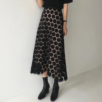 Spring 2019 Summer Autumn Korean A-line High Waist Mesh Lace Polka Dot Fashion Long Chiffon Skirt Skirts Womens Black Skirt
Spring 2019 Summer Autumn Korean A-line High Waist Mesh Lace Polka Dot Fashion Long Chiffon Skirt Skirts Womens Black Skirt